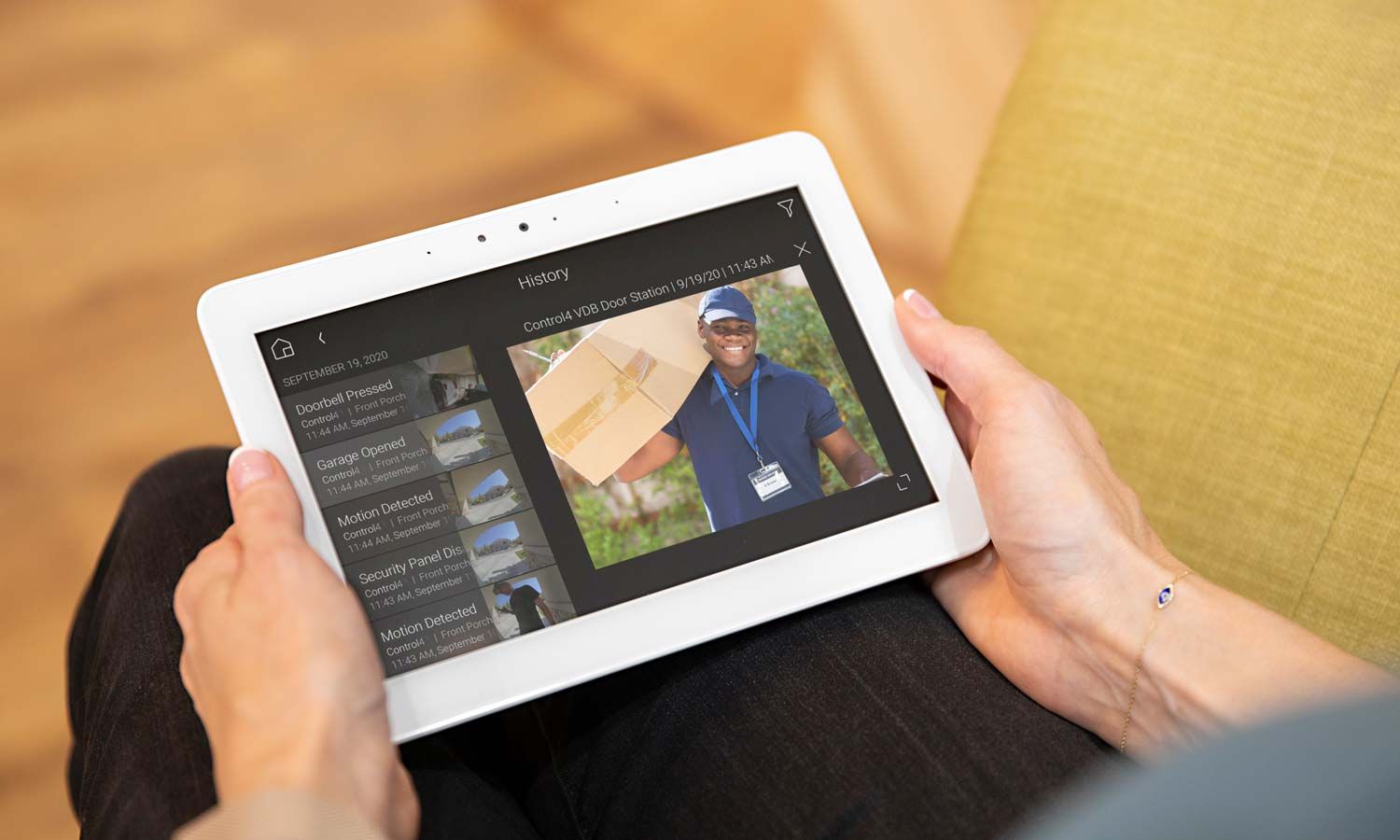 Control4 Surveillance Cameras view in an iPad