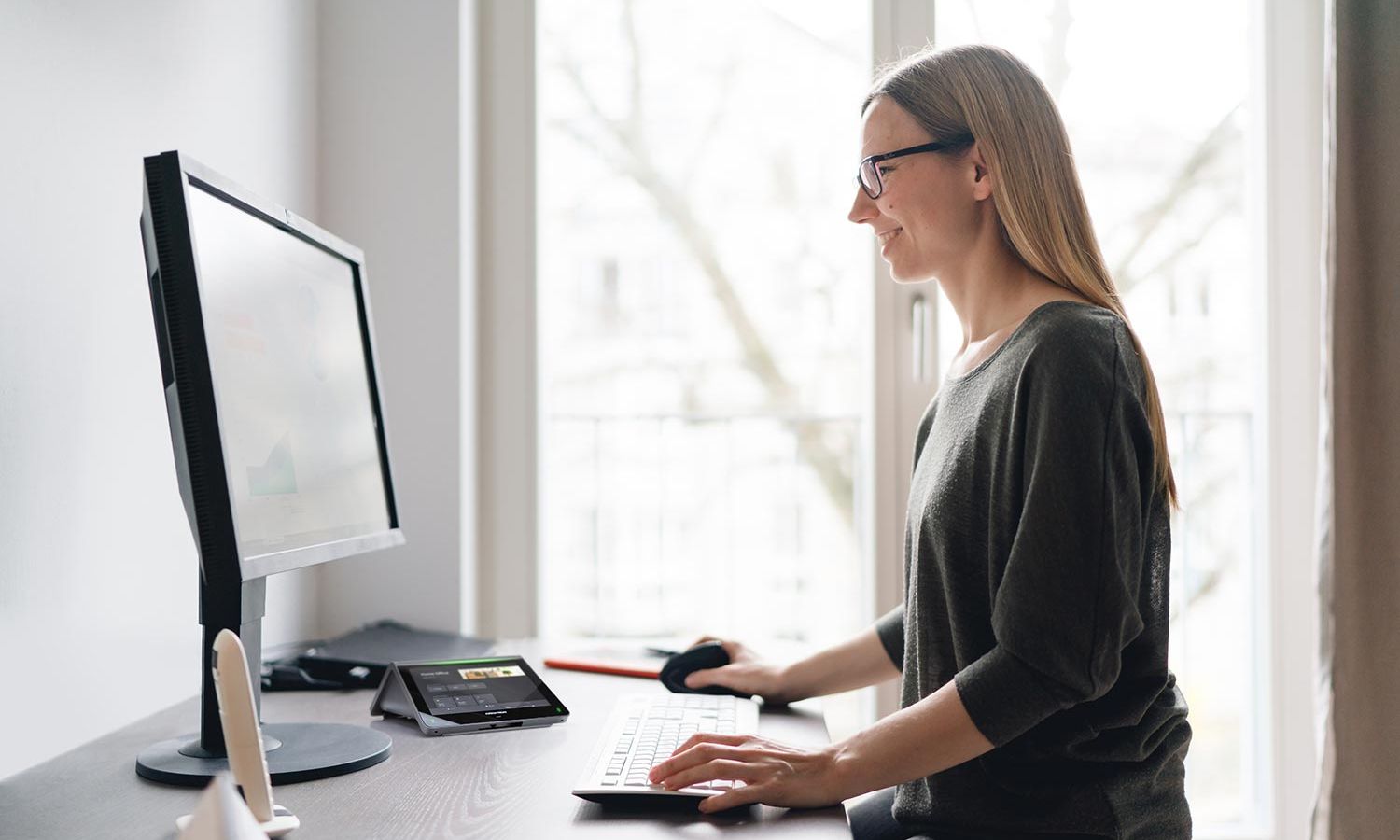 Woman working on a desk